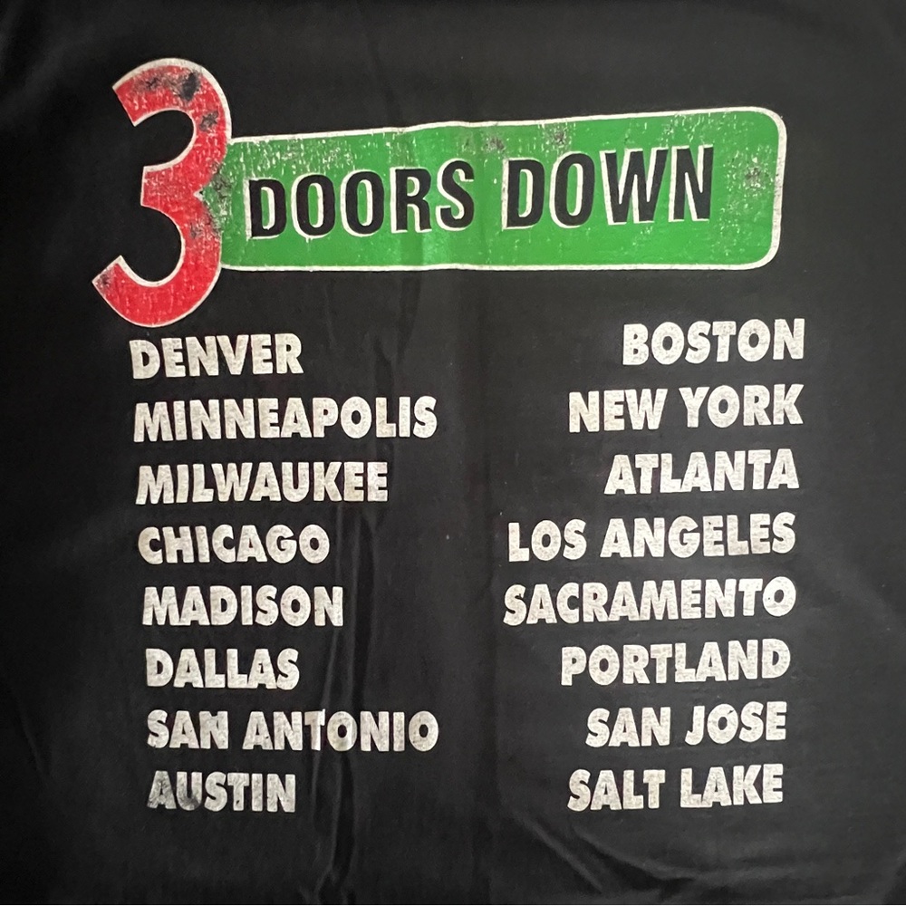 Vintage 3 Doors Down Concert Tour Band T-Shirt Large Graphic Tee Merch